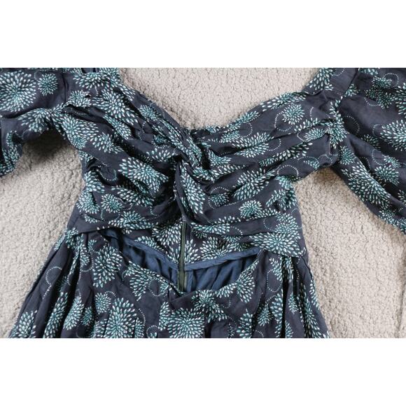 Karina Grimaldi Dress Medium Floral Print Lined Puff Sleeve Cut out Mini - Picture 4 of 8